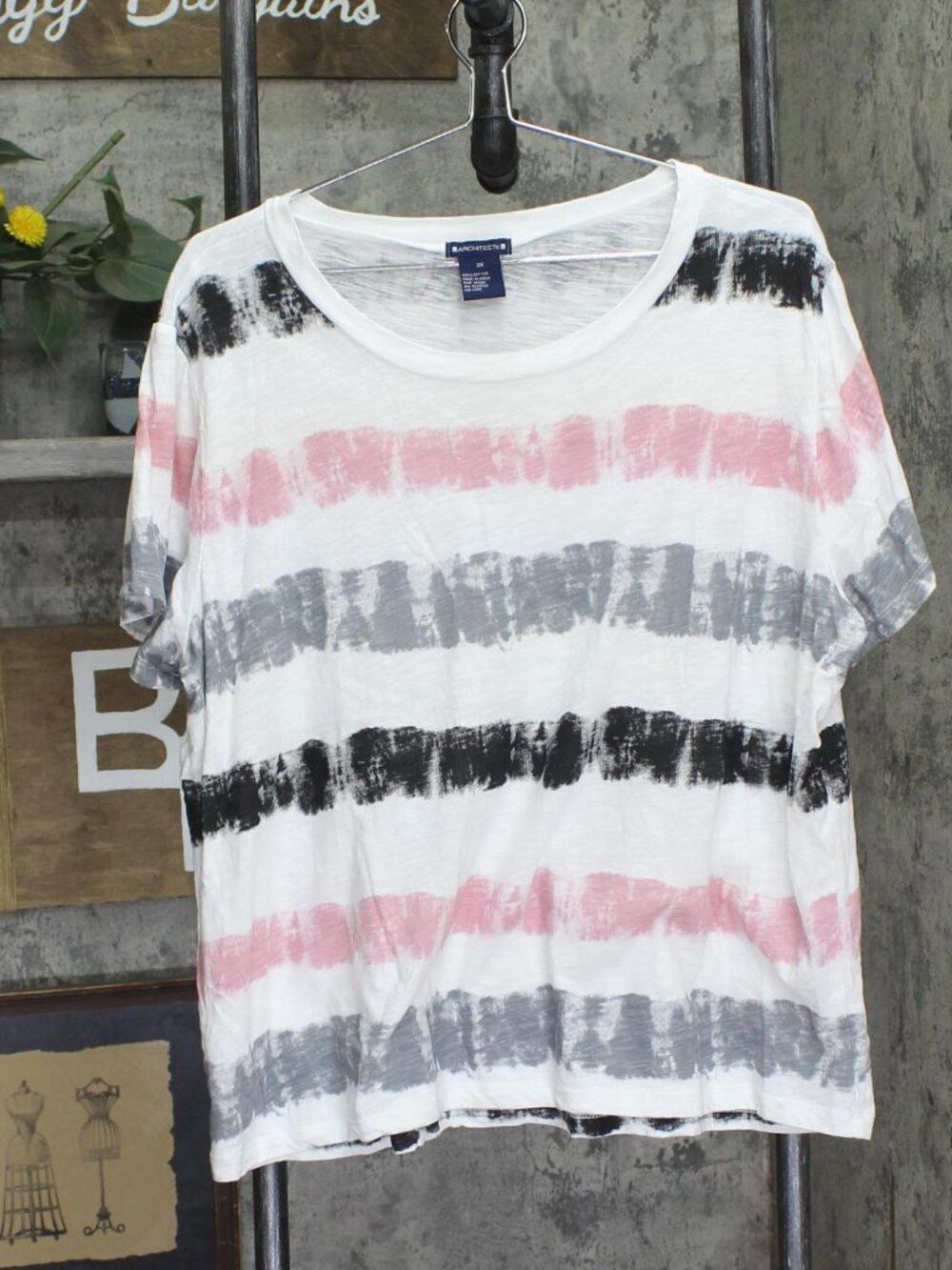 Architect Women’s Burnout Tie-Dye Shirt Top Black Red White 2X
